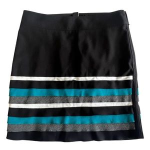 White House Black Market WHBM Ribbon Striped Black Skirt Straight Pencil Size 2